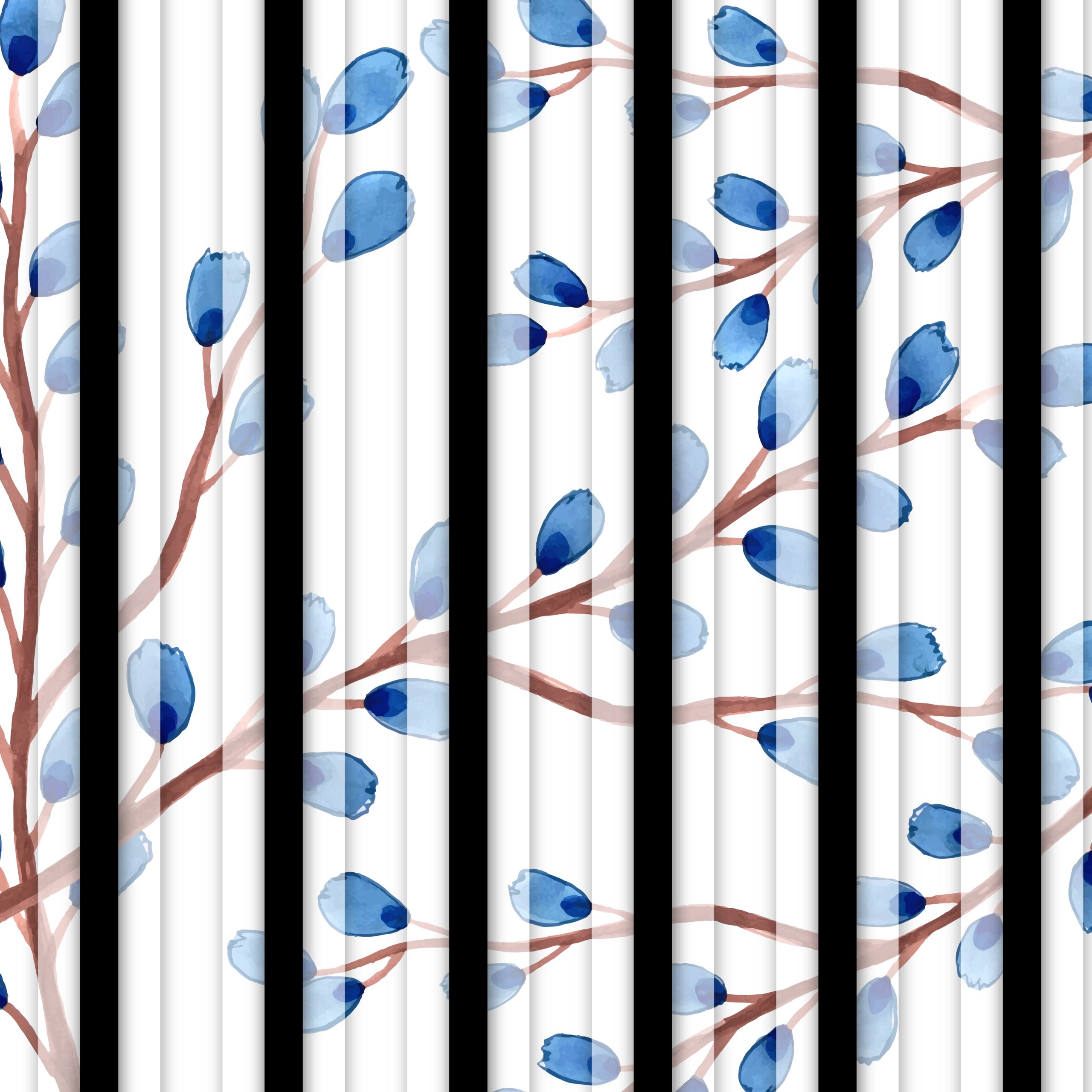 Watercolor Spring Floral Background With Stripes